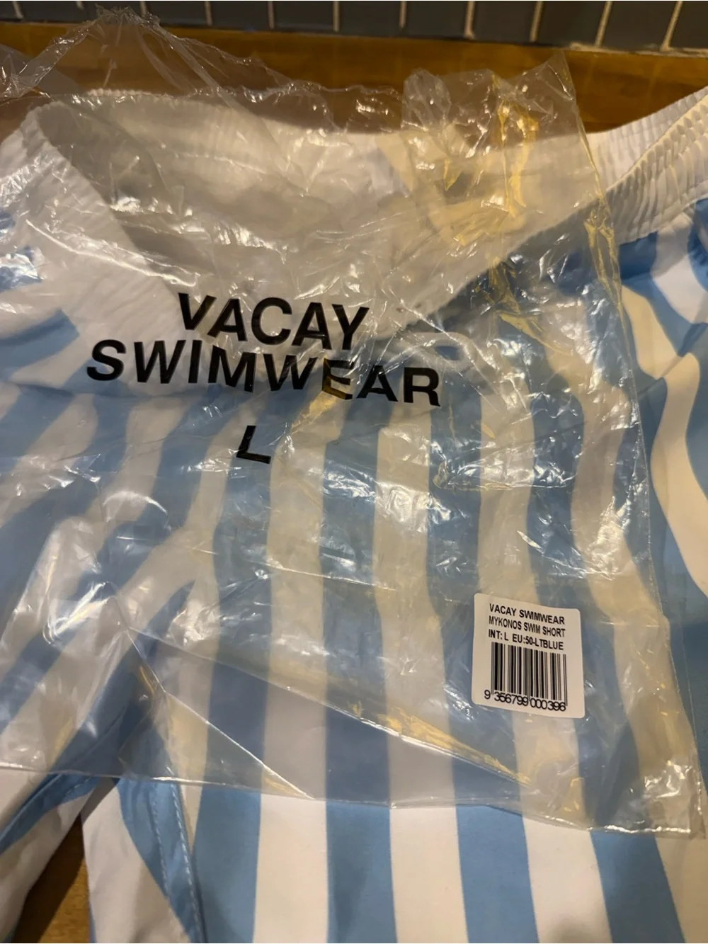 Mykonos Striped Light Blue & White Men’s Swim
